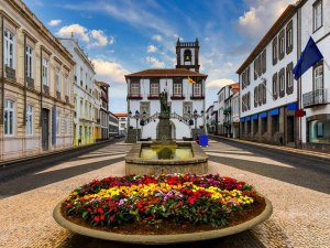 Azoren Portugal Ponta Delgada stad op Sao Miguel
