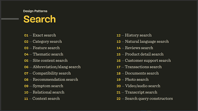 Search patters/user cases. (Courtesy of Smashing Magazine)