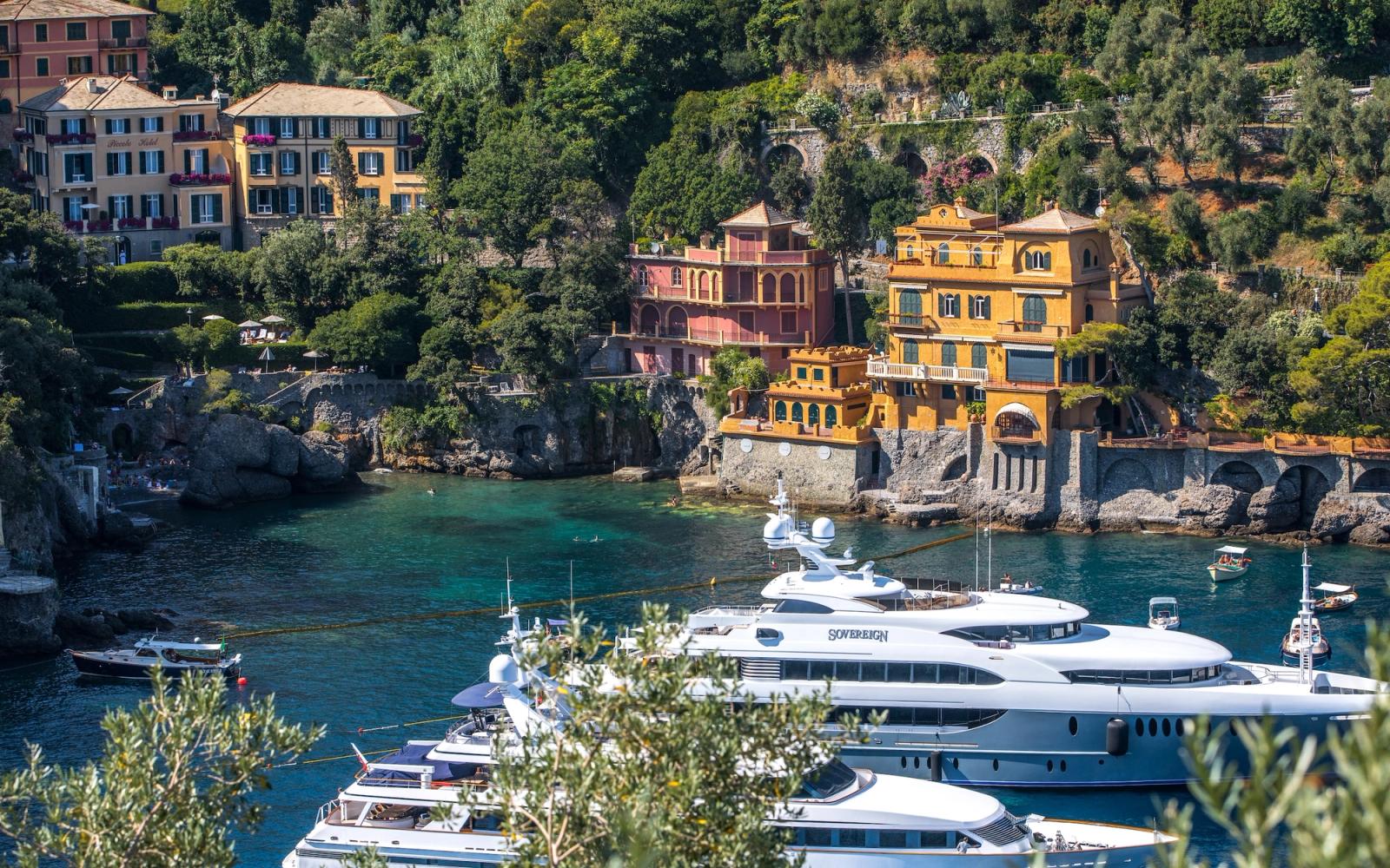 Yacht exterior side view.