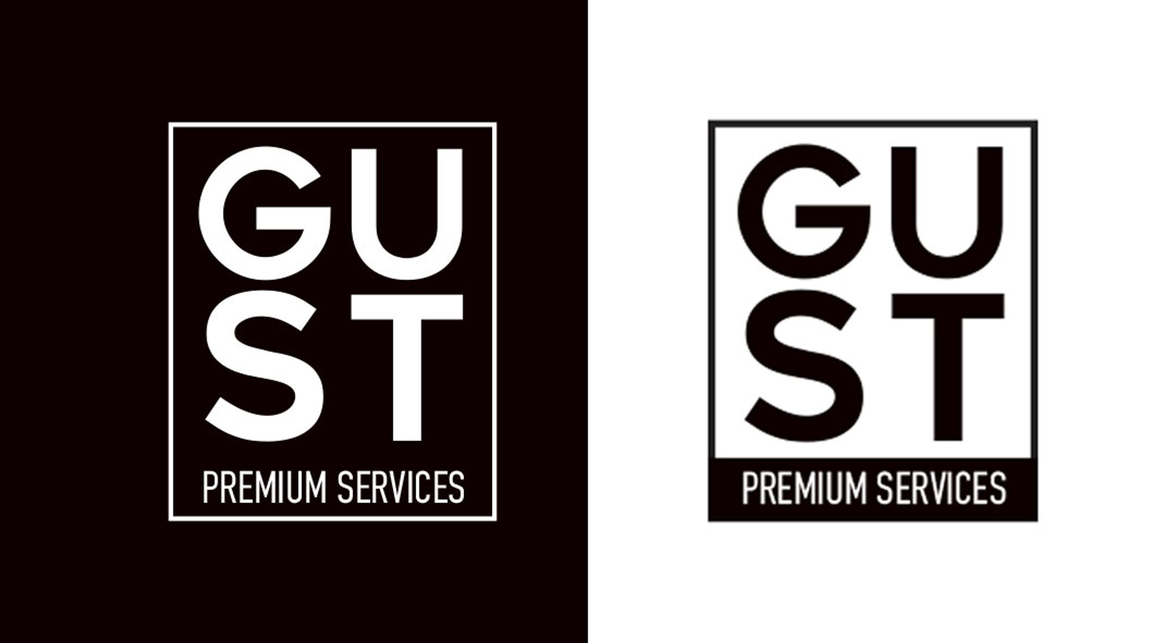 Gust logo in white and variant in black