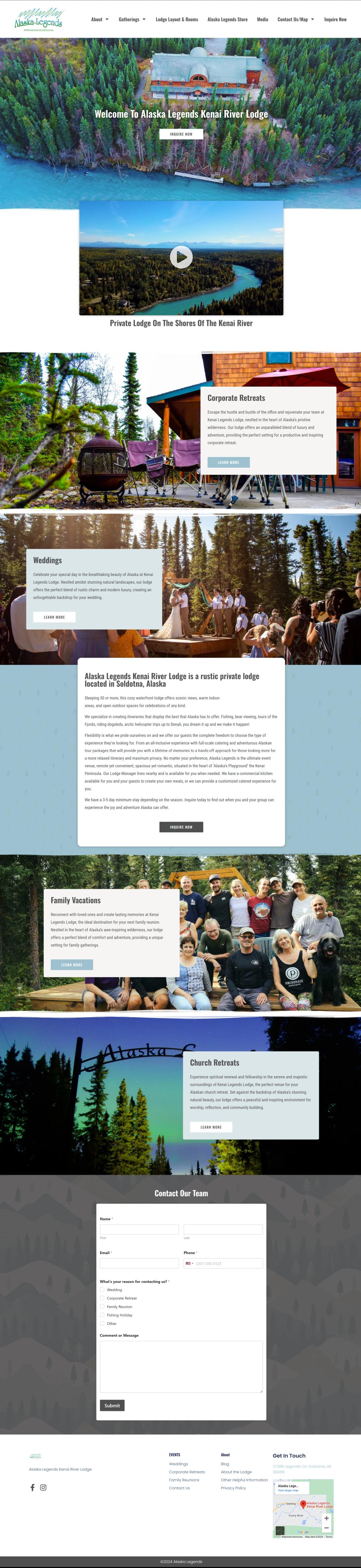 Design and build for a river lodge and guided trips operator, full page