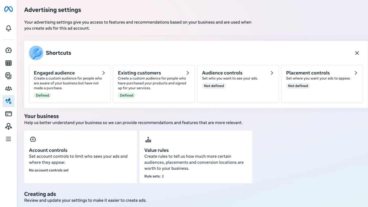 Meta audience segments dashboard screenshot