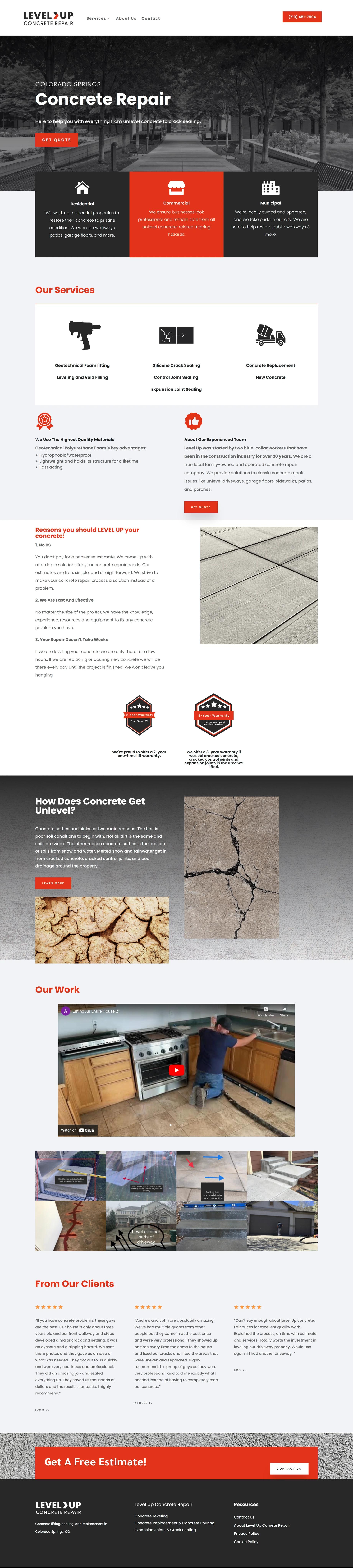 Design and build for a concrete leveling company