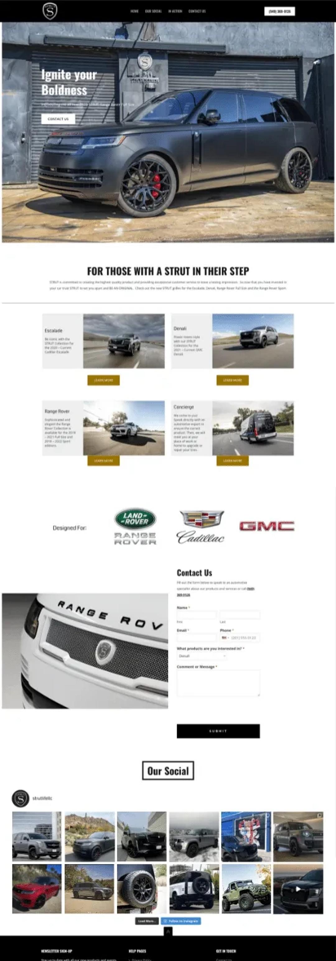 Design and build for a luxury automotive accessories brand, before, full page