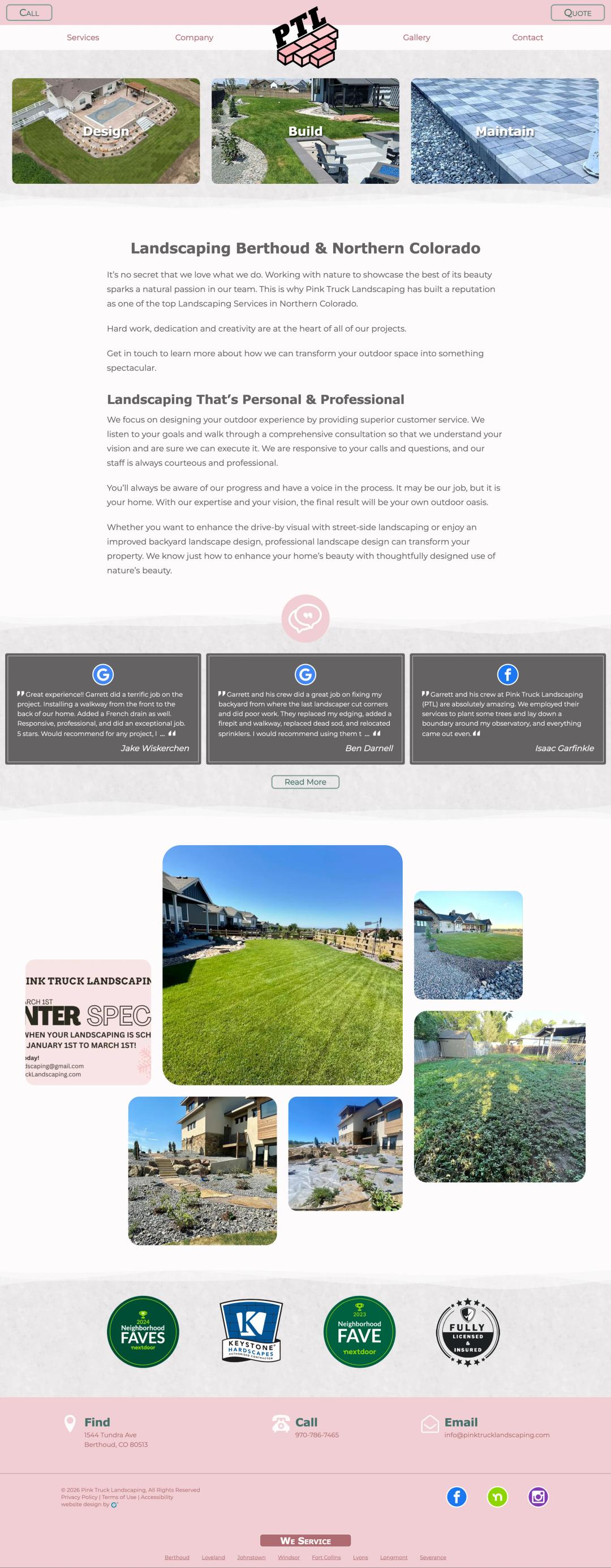 Design and build for a landscaping contractor, before, full page