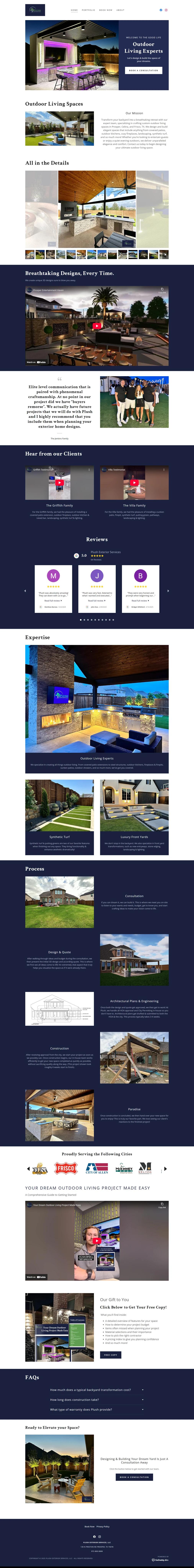 Design and build for an outdoor living contractor, before, full page