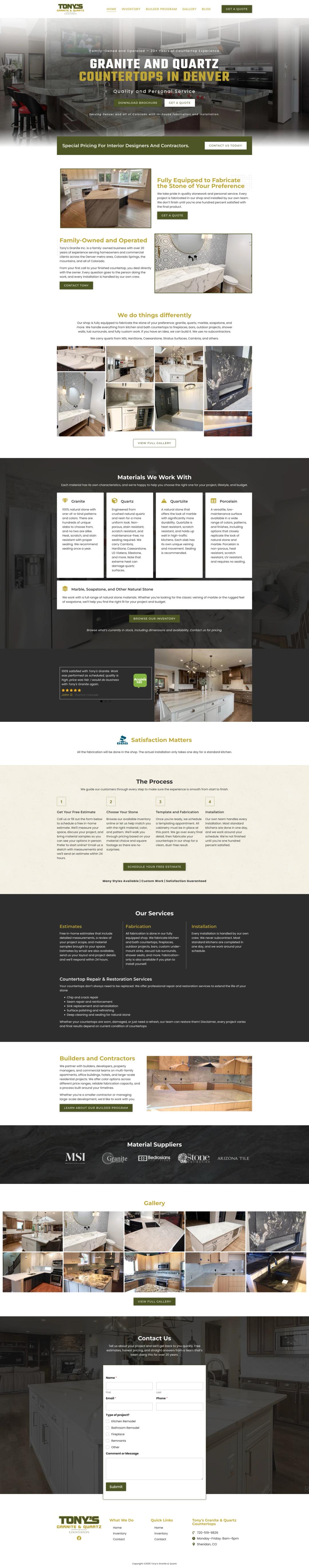 Design and build for a countertop fabricator, full page