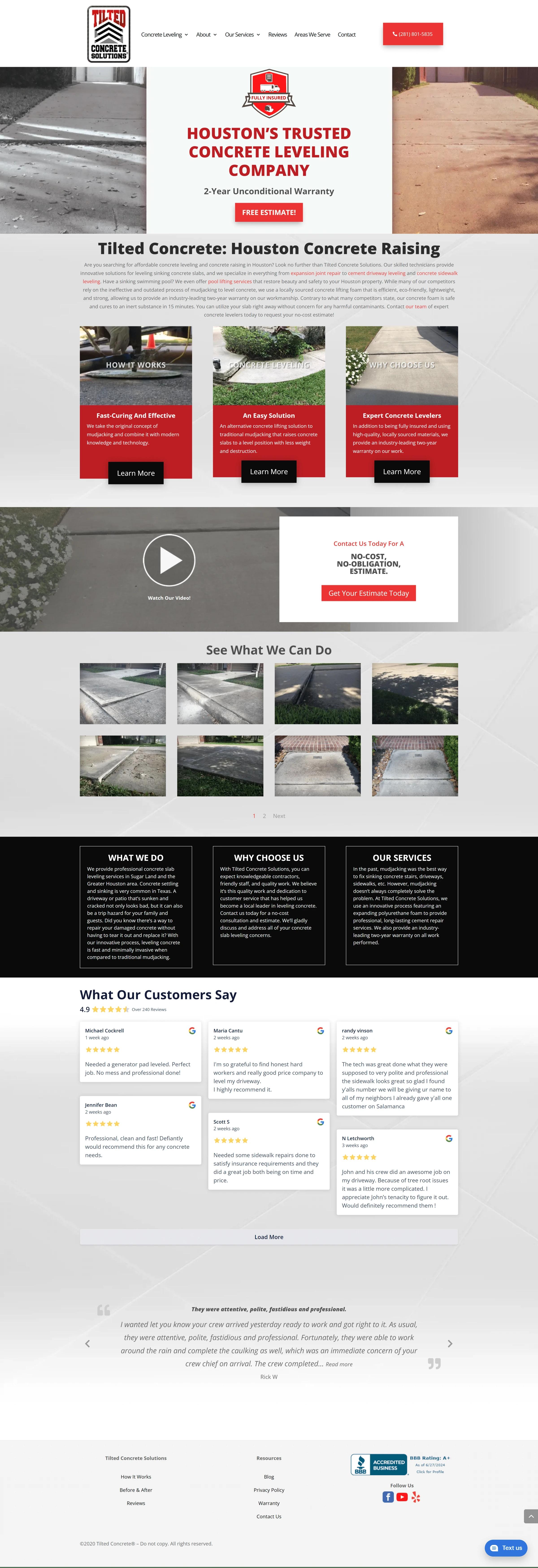 Website build for a concrete raising and leveling contractor