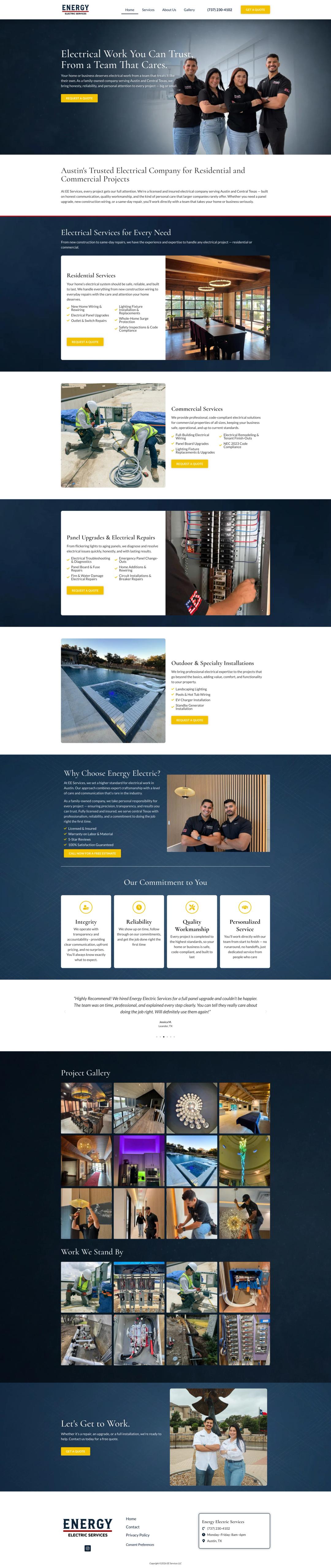 Design and build for an electrical contractor, full page