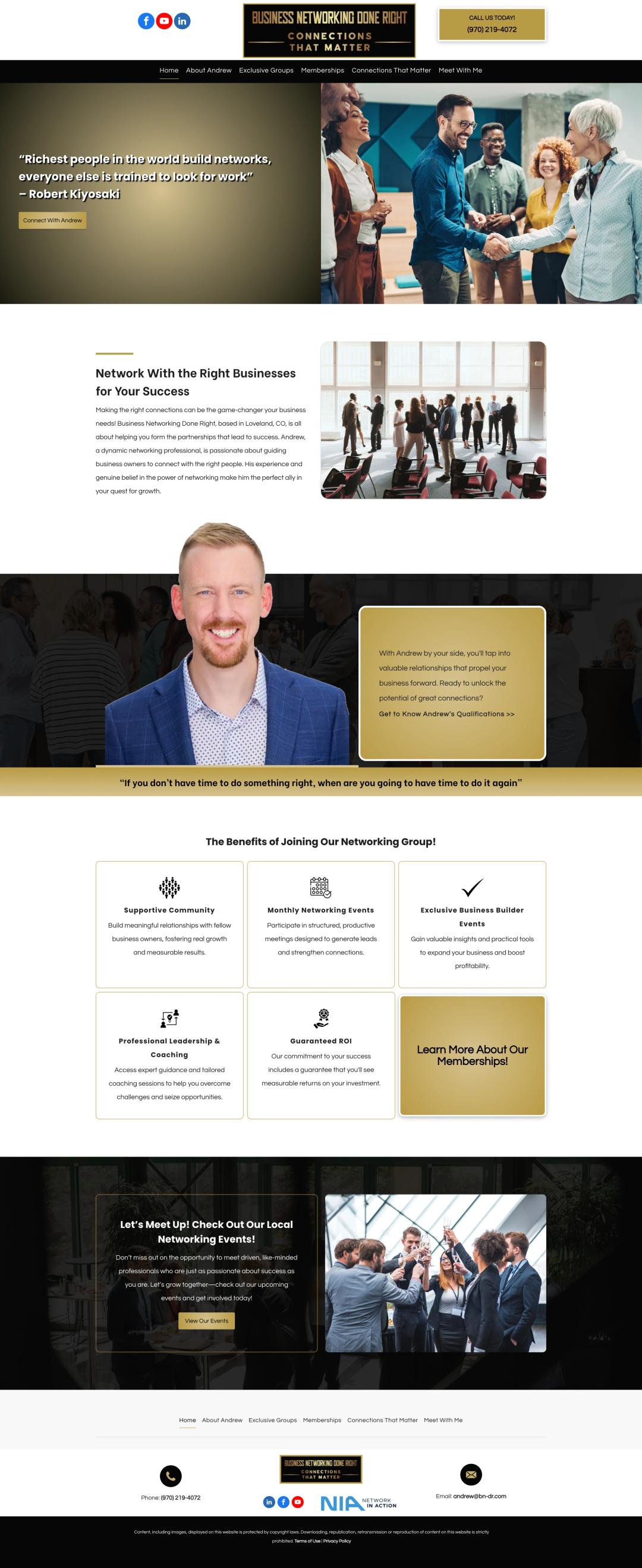 Design and build for a business networking organization, before, full page