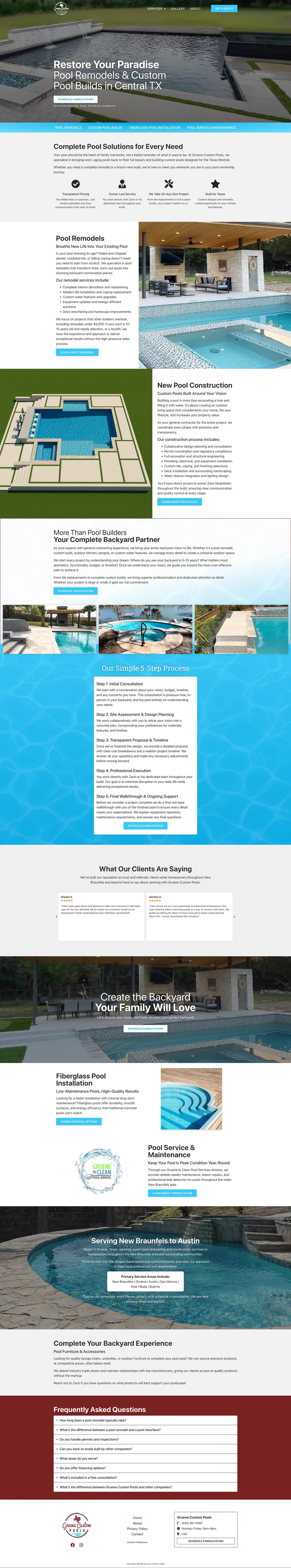 Design and build for a custom pool builder