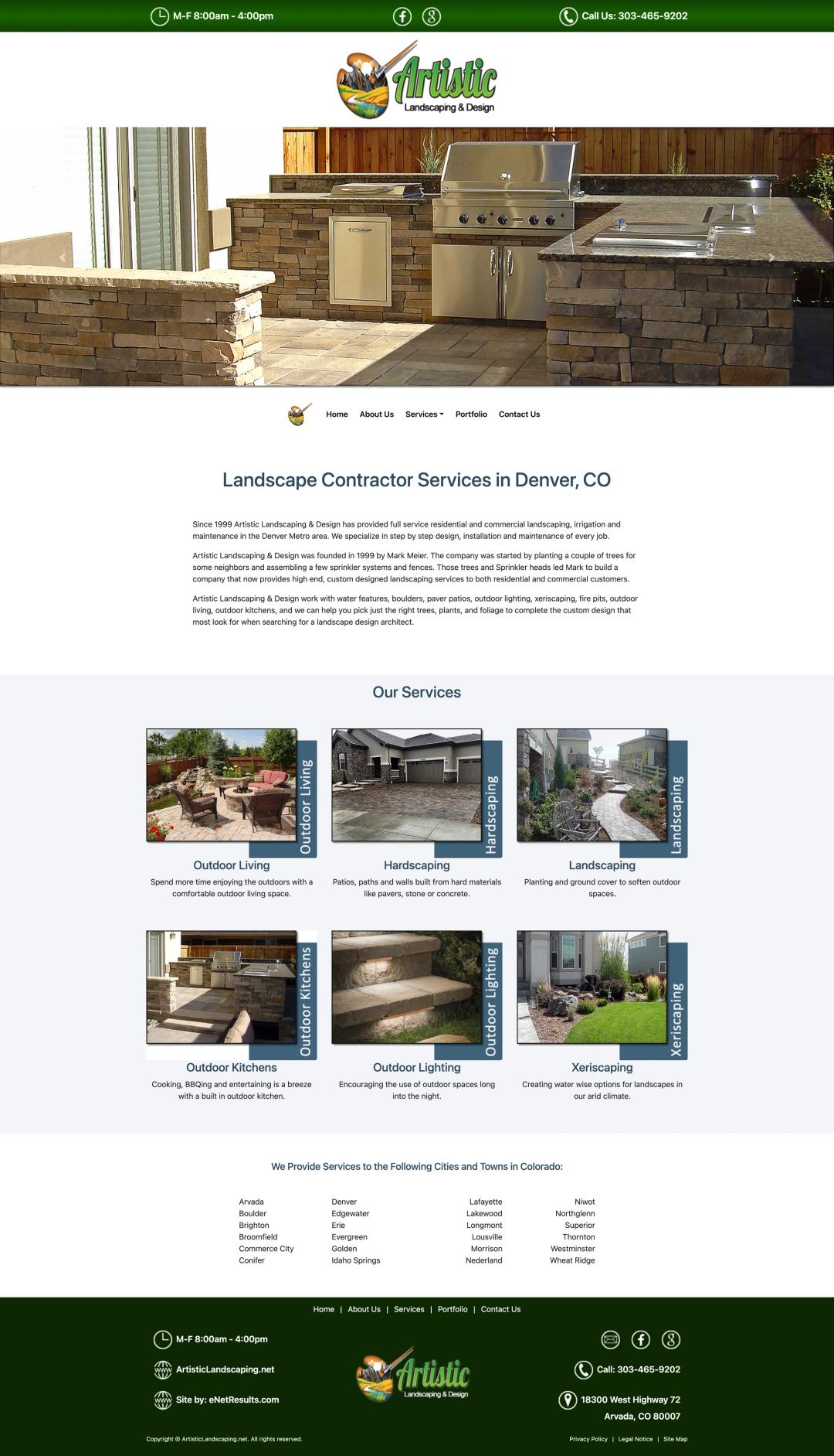 Design and build for a landscape design contractor, before, full page