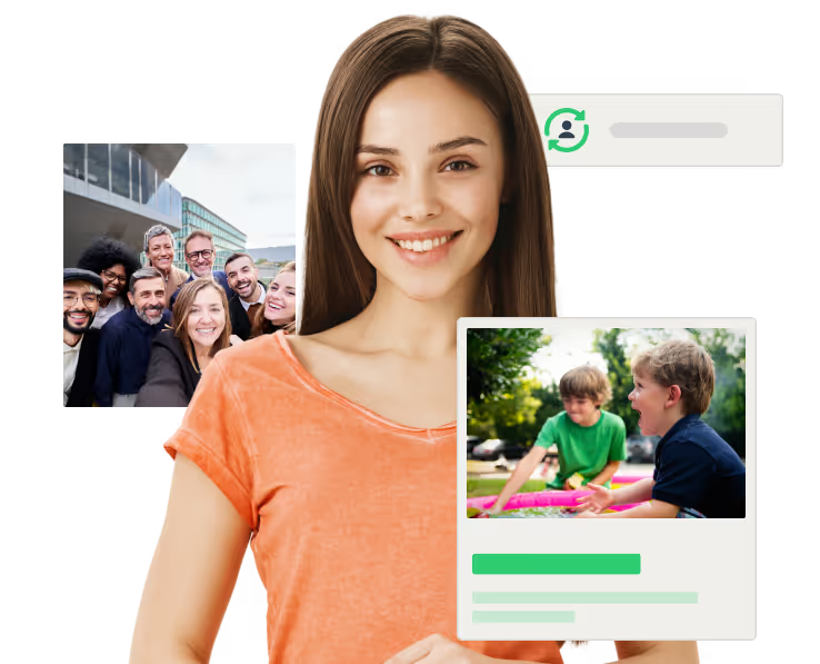 Jeune femme avec des photos de la vie de quartier dans Allthings COMMUNITY
