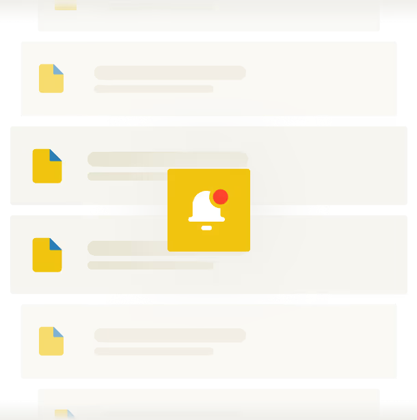 Liste de documents avec notification dans Allthings DOSSIER