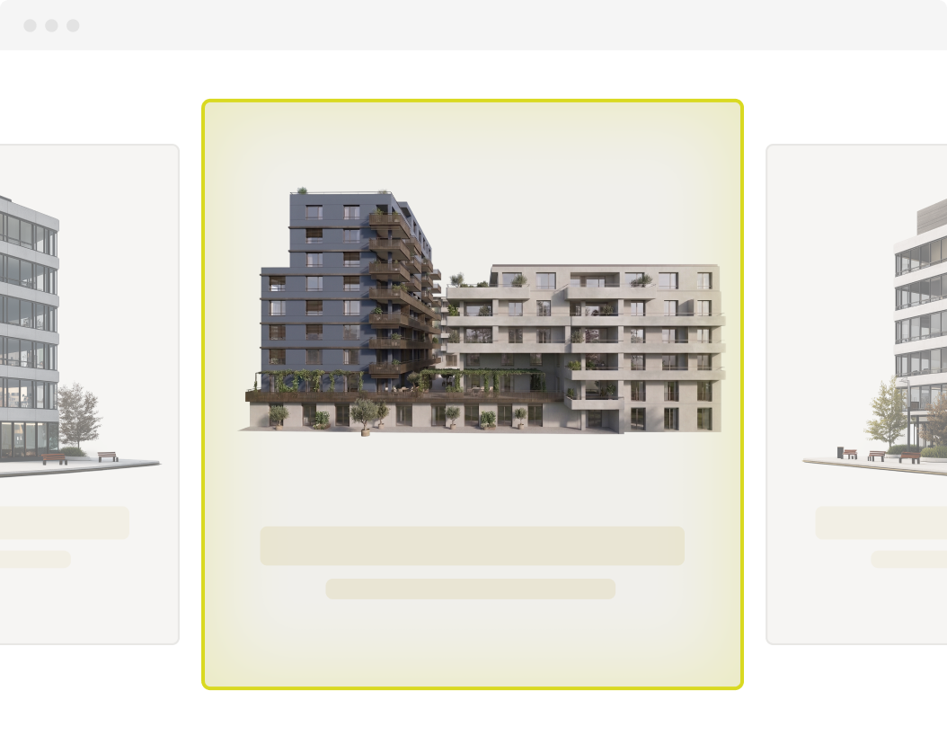 Vue d'ensemble du portefeuille avec les immeubles présentés sous forme de cartes