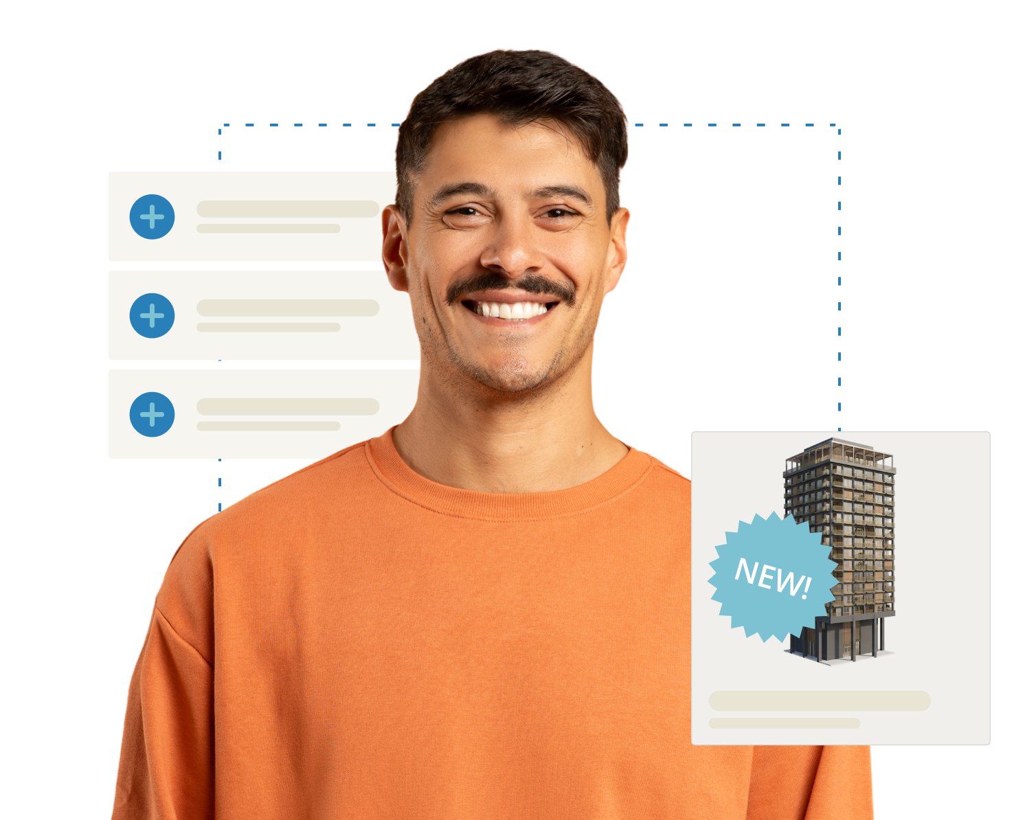 Homme souriant avec un projet de construction neuve dans Allthings BUILD