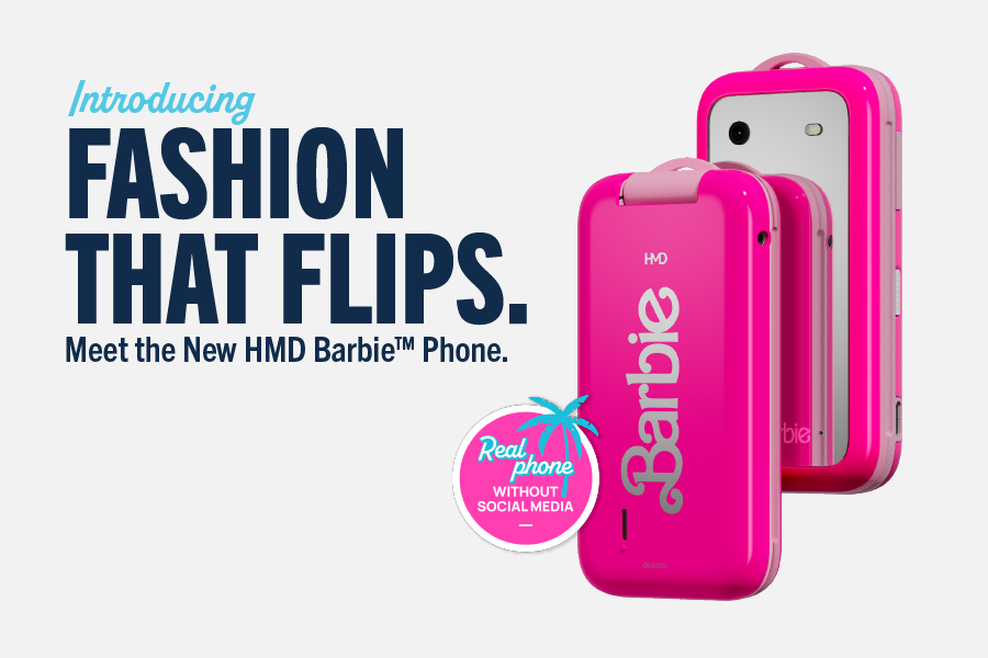Introducing FASHION THAT FLIPS. Meet the New HMD Barbie™ Phone. Real phone WITHOUT SOCIAL MEDIA