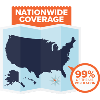 NATIONWIDE COVERAGE. 99% OF THE U.S. POPULATION