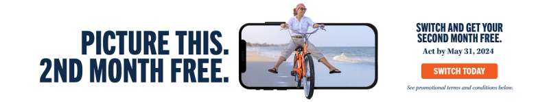 This header images includes a headline 'Picture This. 2nd Month Free. Act by May 31, 2024 Use Code: MONTHFREE *See promotion terms and conditions below.' and a button of 'Switch Today'