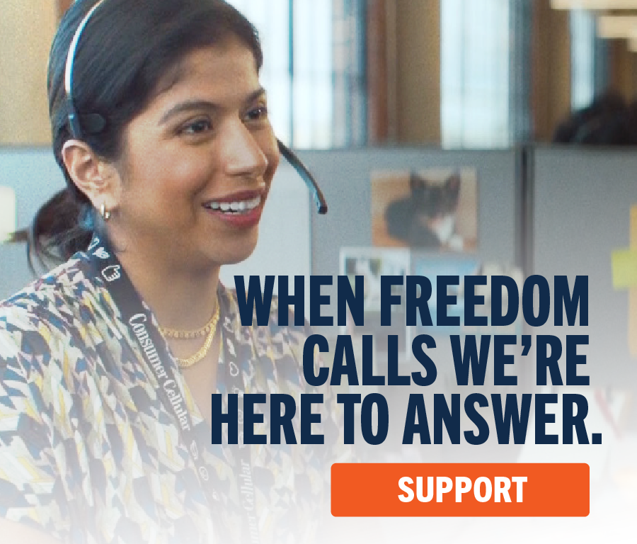 image includes the header "When Freedom Calls we're here to answer." The image also included a button marked "Support"