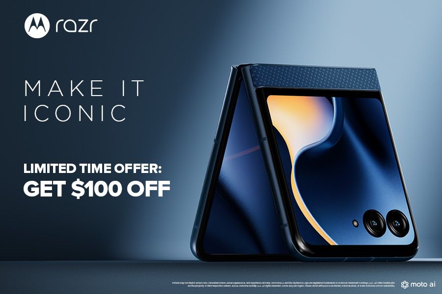 motorola razr. make it iconic. limited time offer: get $100 off.