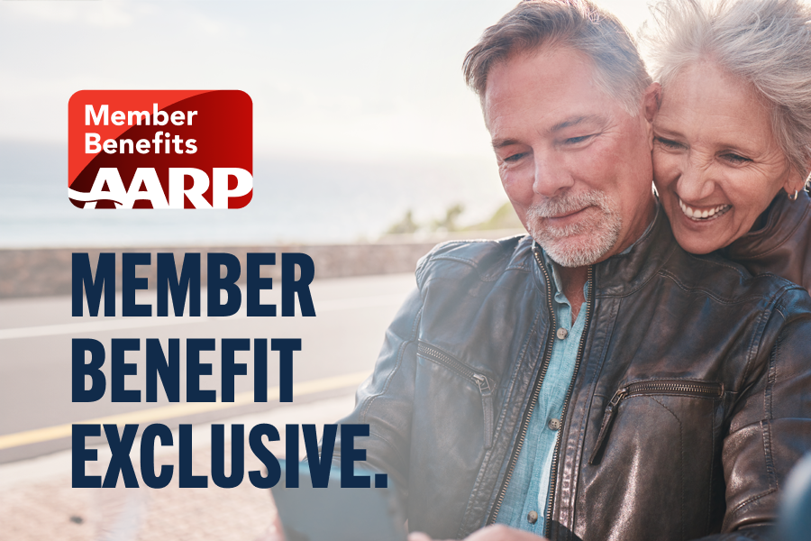 Couple enjoying their Consumer Cellular AARP membership promotion. Member Benefits AARP. Member Benefit Exclusive.