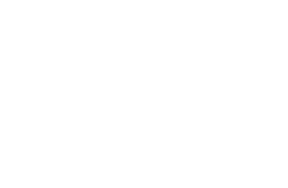 A continuous white line forms a stylized sun with pointy rays.