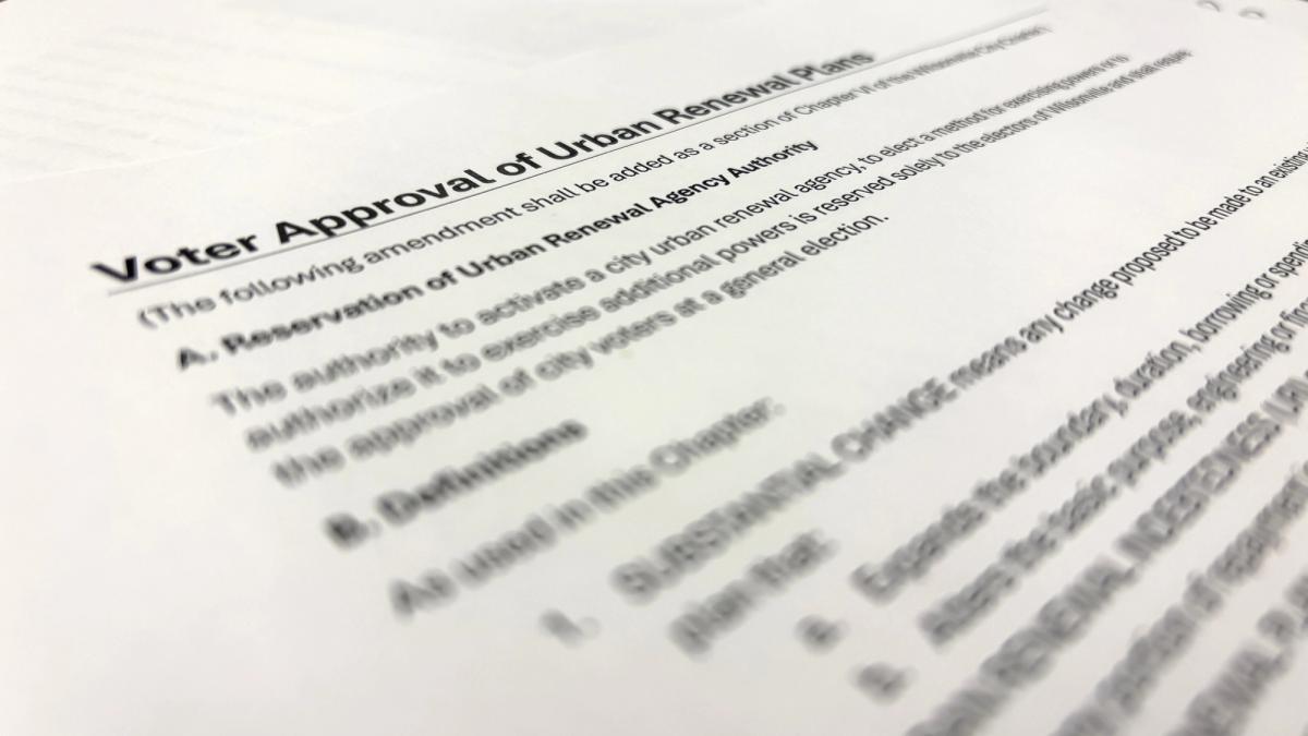 A document titled "Voter Approval of Urban Renewal Plans".
