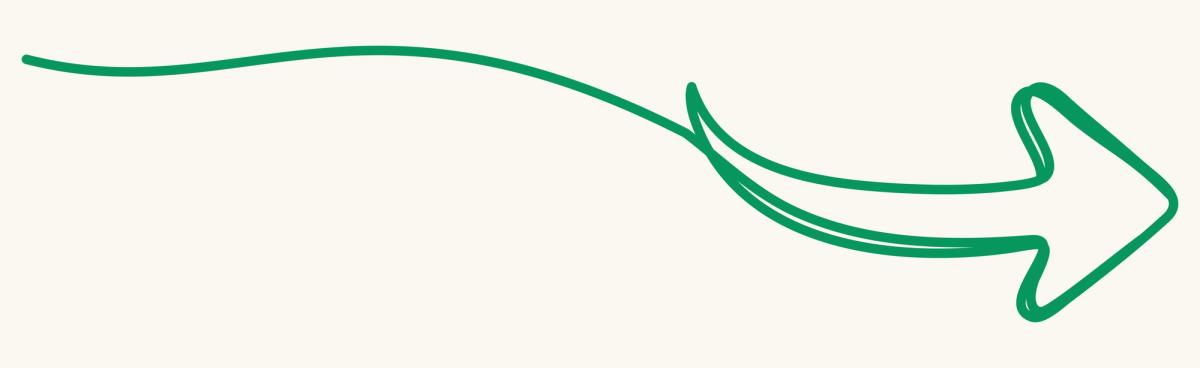 Curved green hand-drawn arrow pointing right.