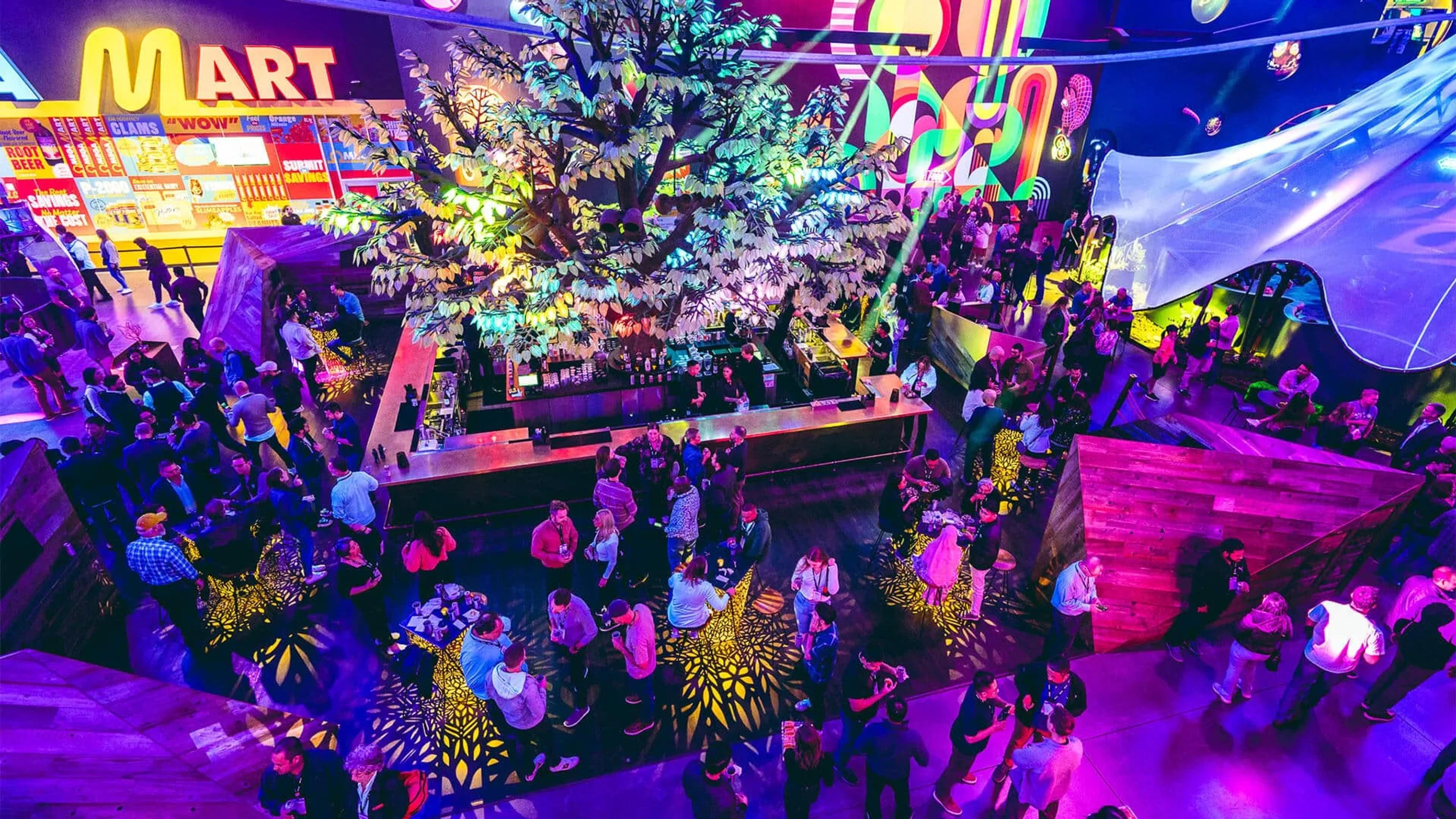 Guests at Oddwood bar inside AREA15