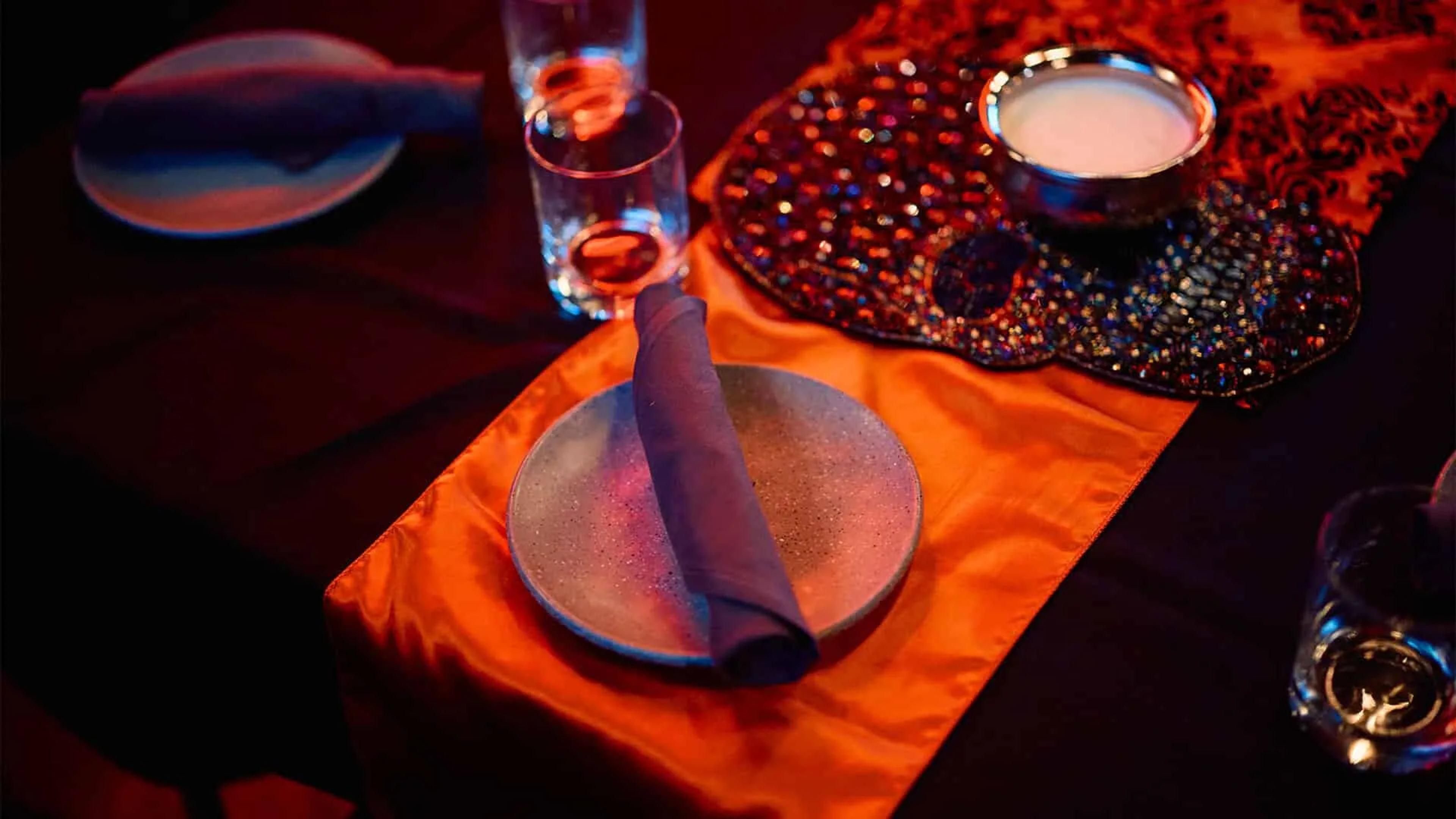 The Beast private dining room table settings close up