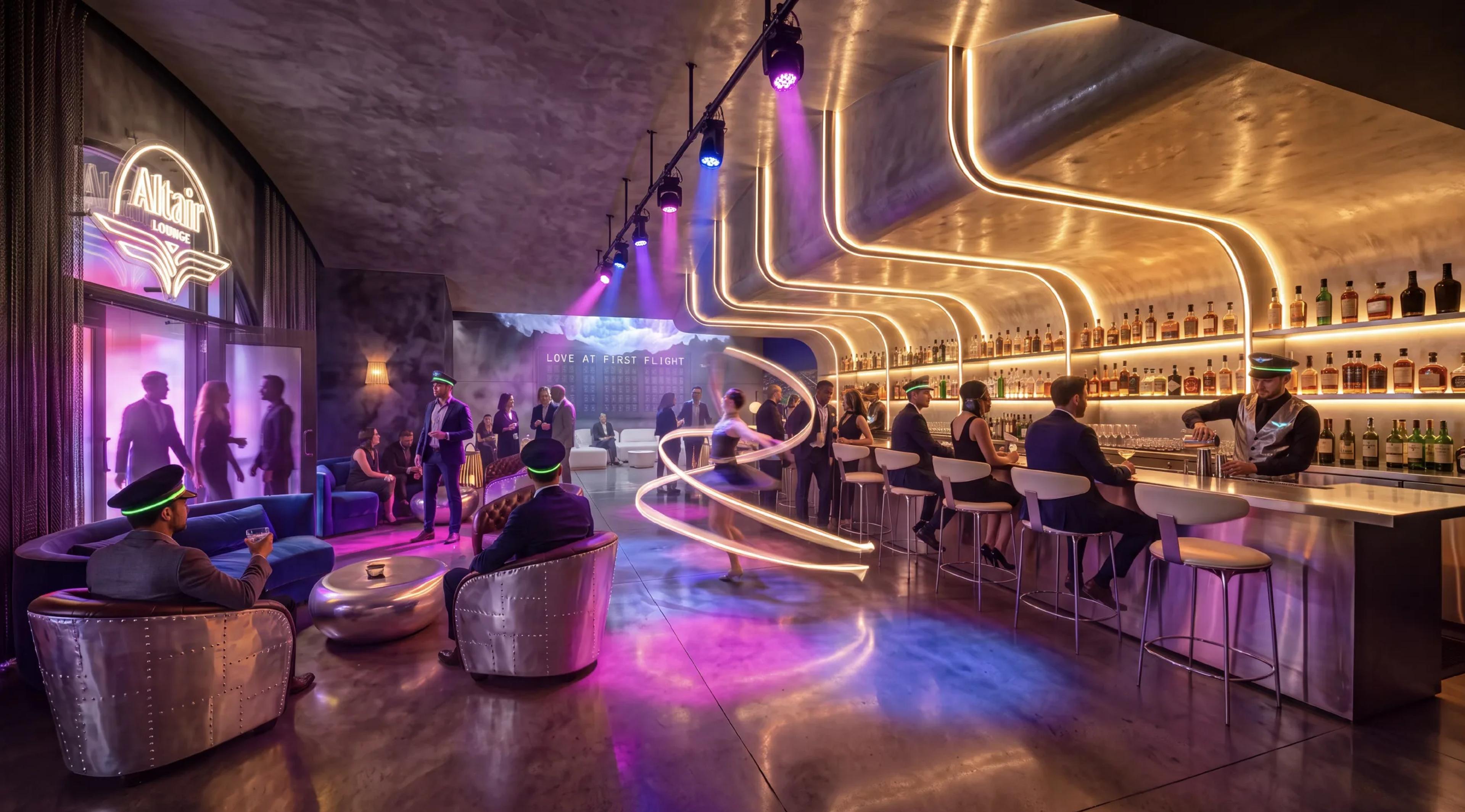 Guests in the Altair Sky Lounge during a private event