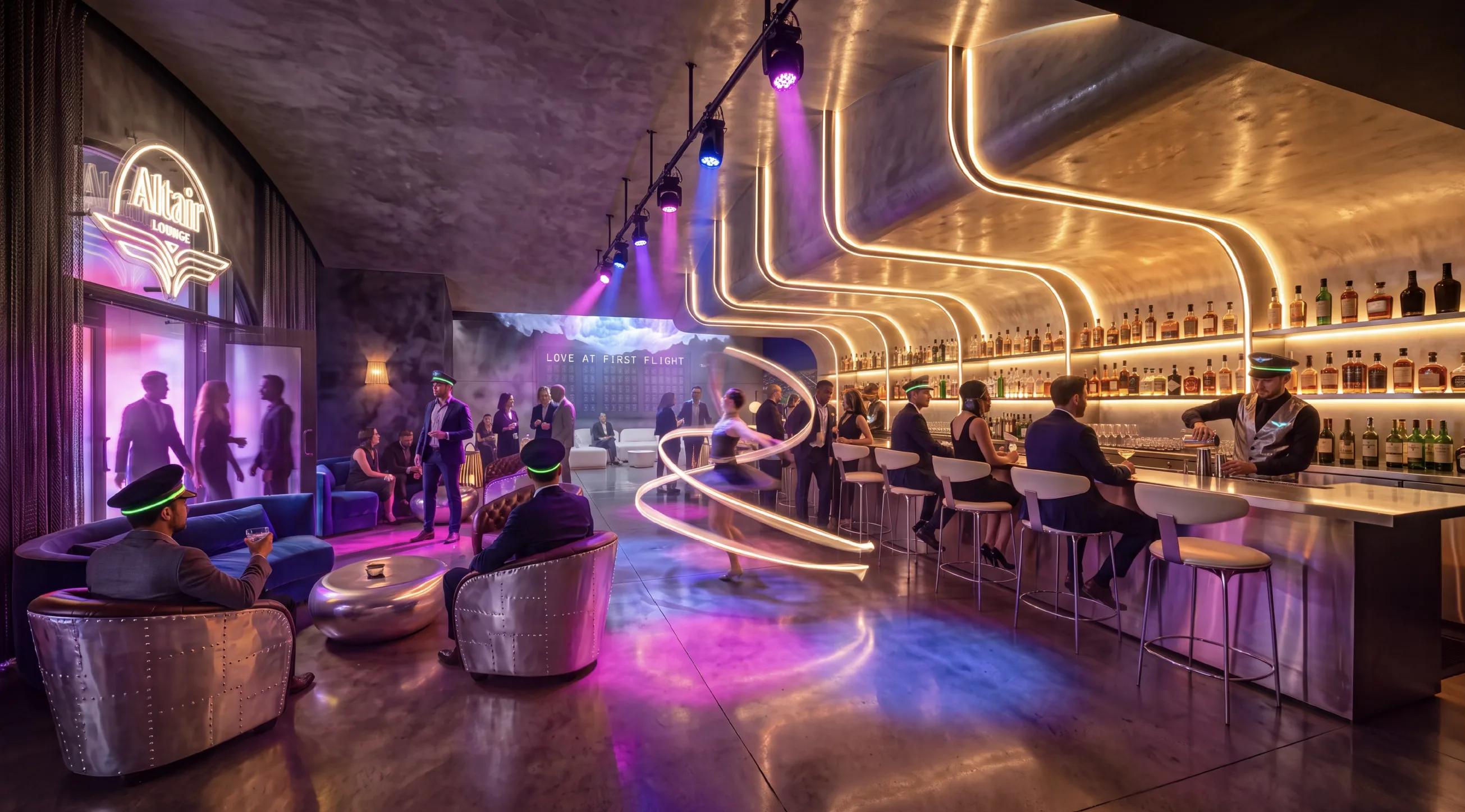 Guests in the Altair Sky Lounge during a private event