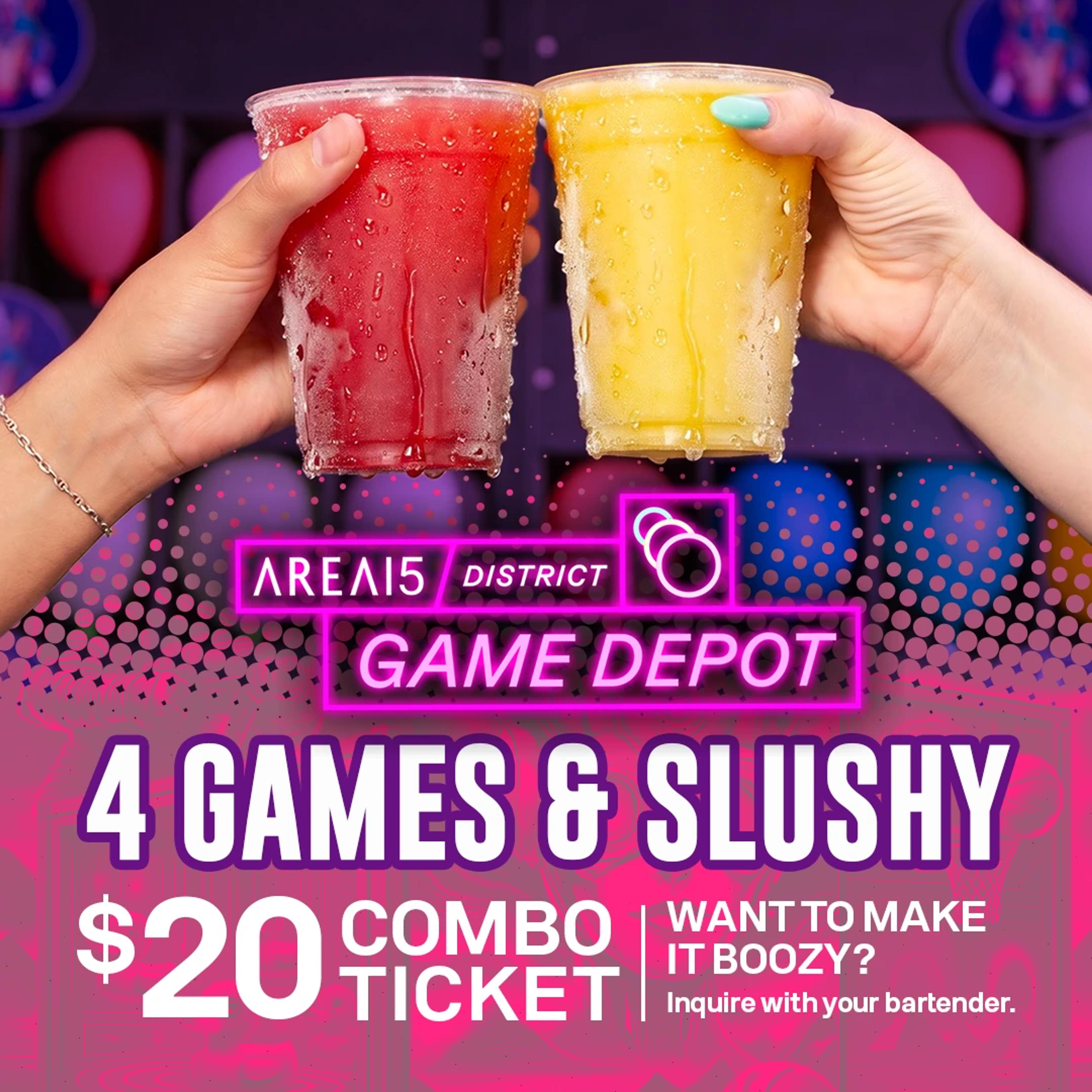 Game Depot: Games and Drink Combo