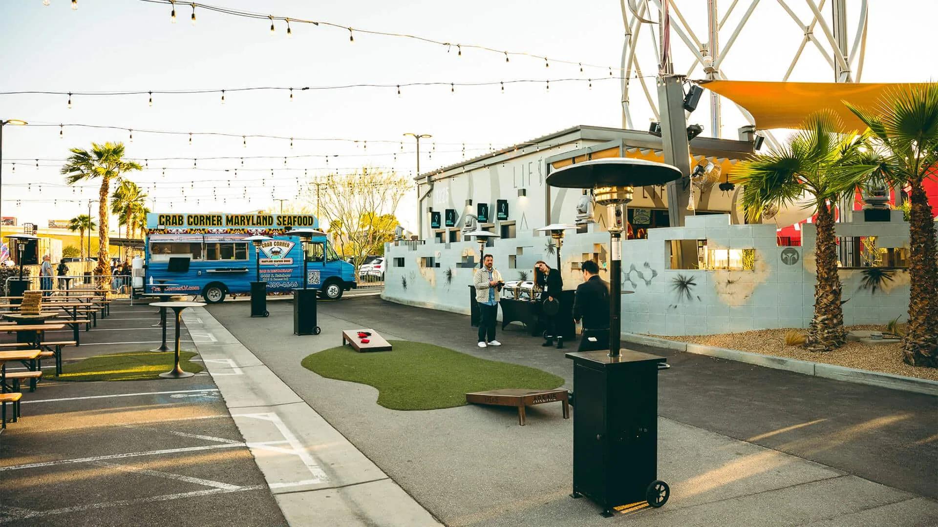 Block party located near Liftoff bar and ride