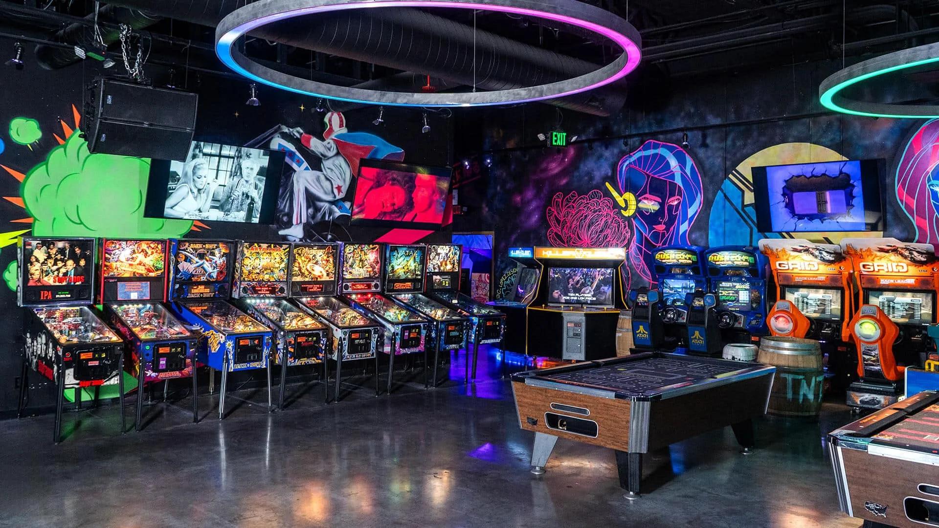 Asylum Bar + Arcade pinball machines