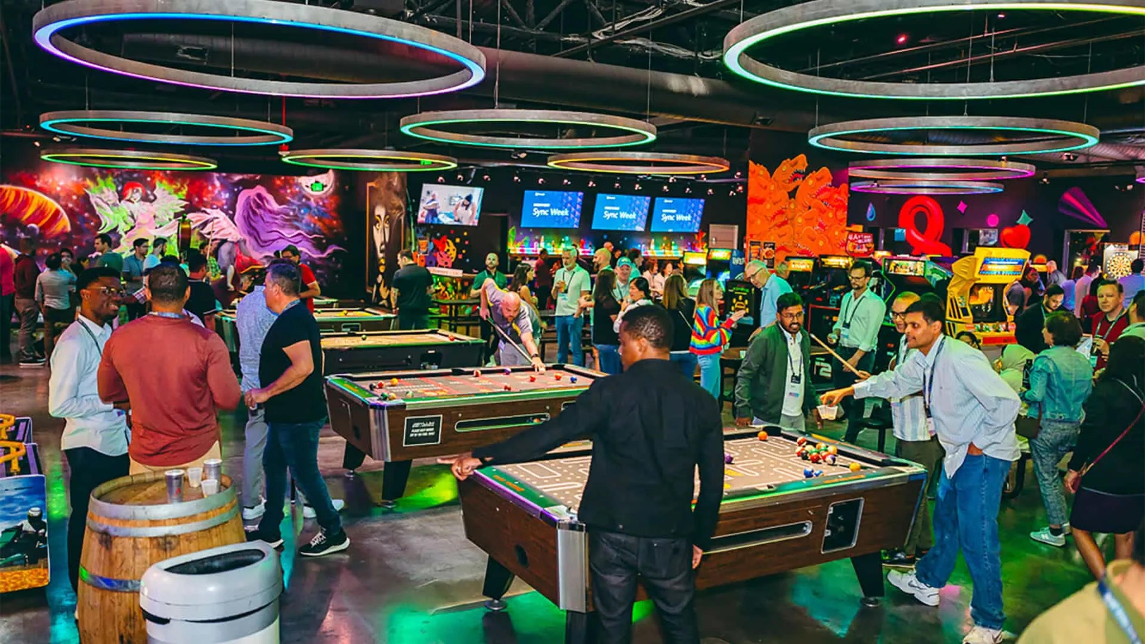 Playing pool at Asylum