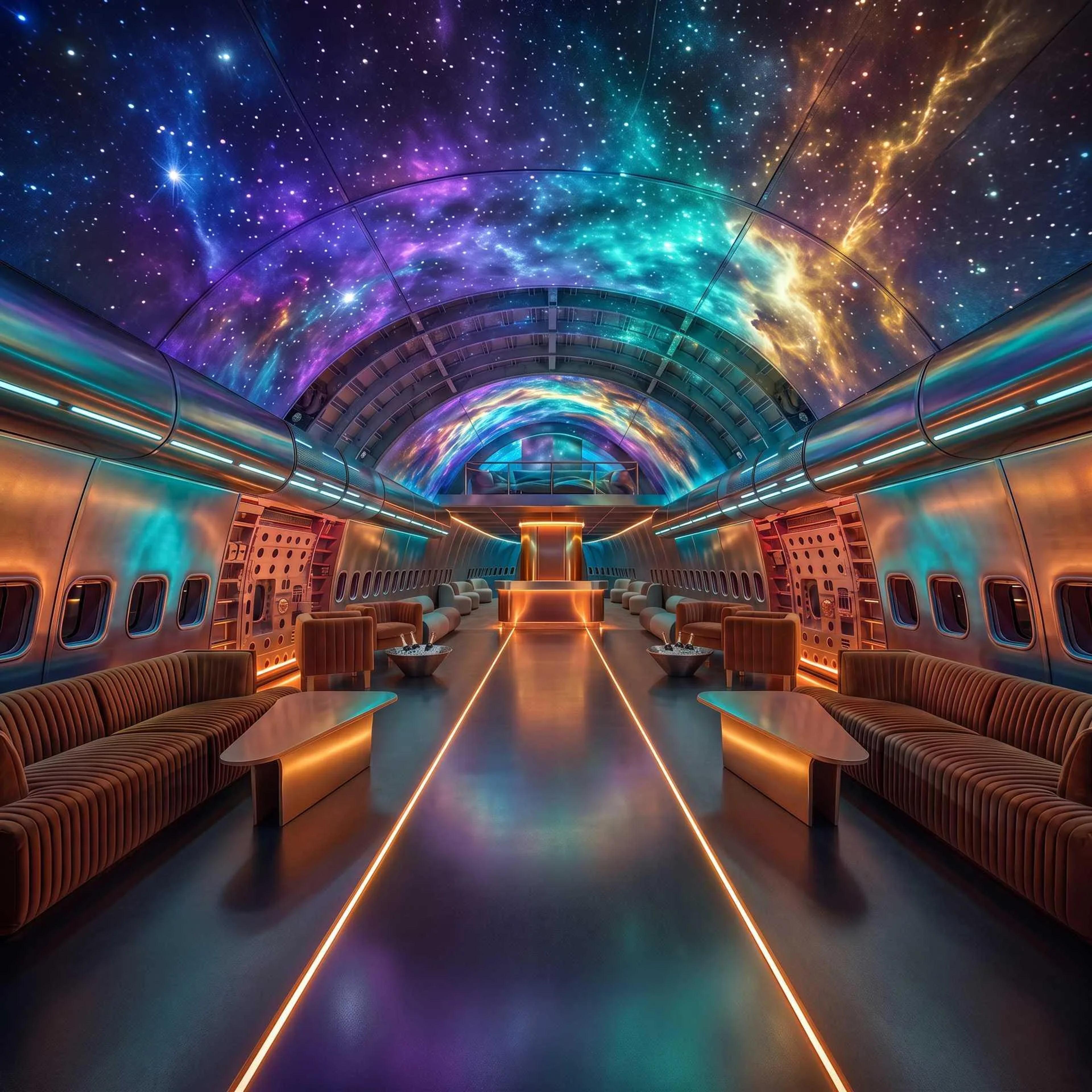 The Jet Room with its illuminated cabin ceiling