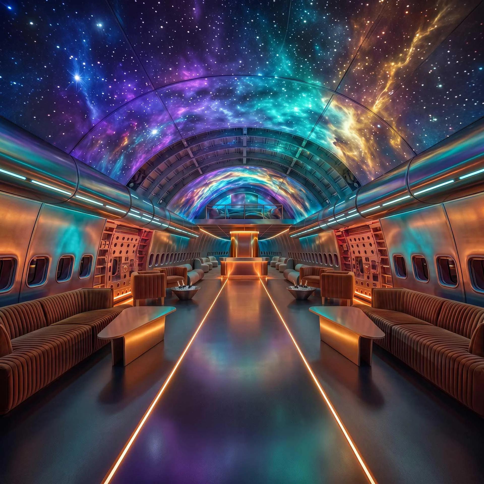 The Jet Room with its illuminated cabin ceiling