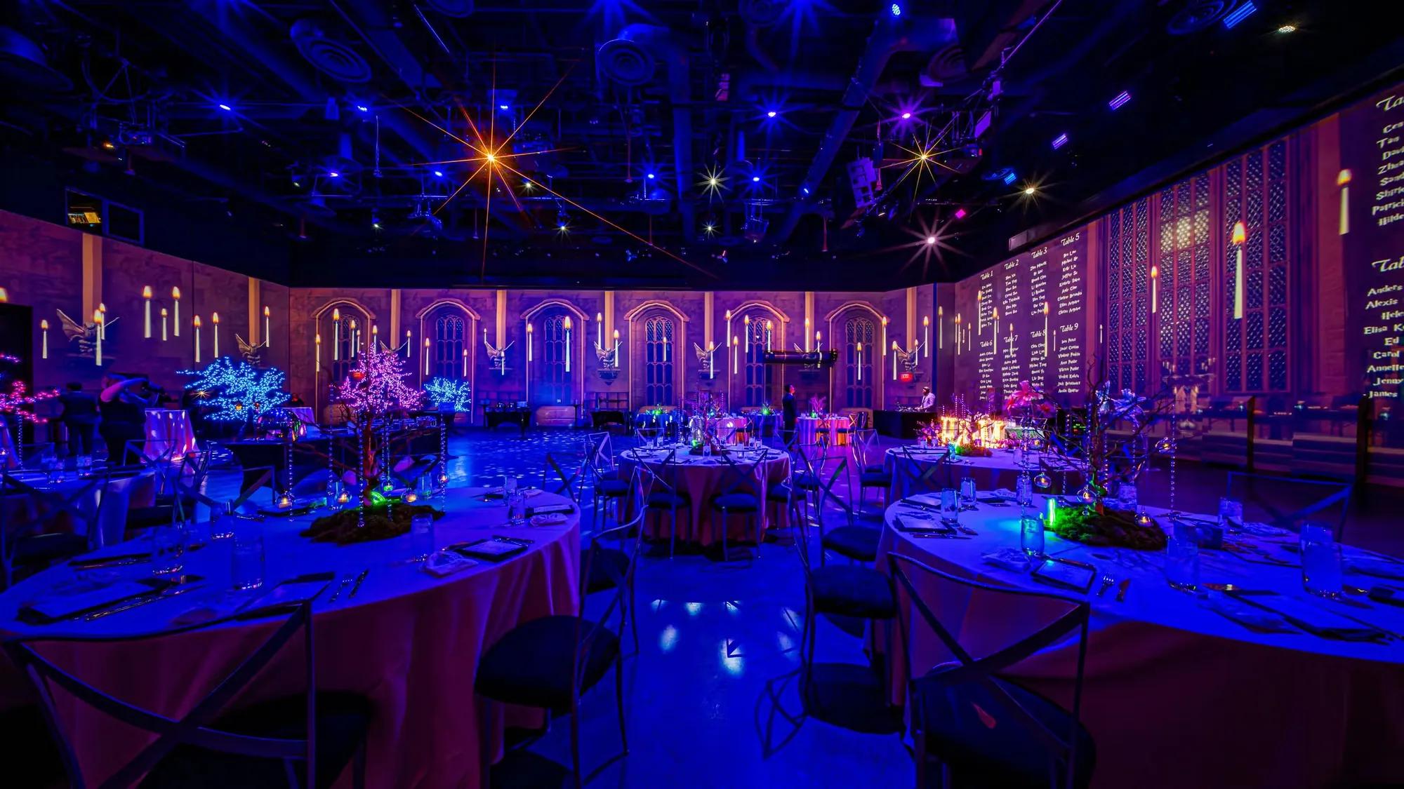 A wedding celebration at AREA15 beneath immersive 360° projection mapping
