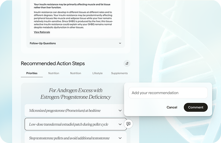 Recommended action steps within the Diadia app