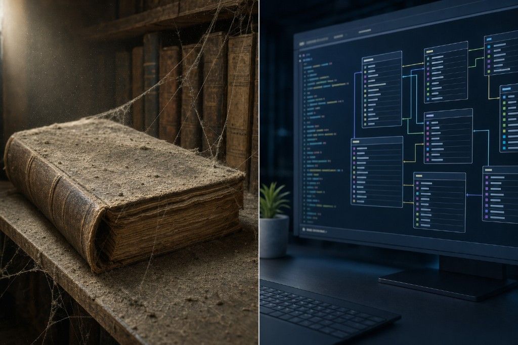 Het datawoordenboek dat verstoft, en de definitie-in-code die niet verstoft