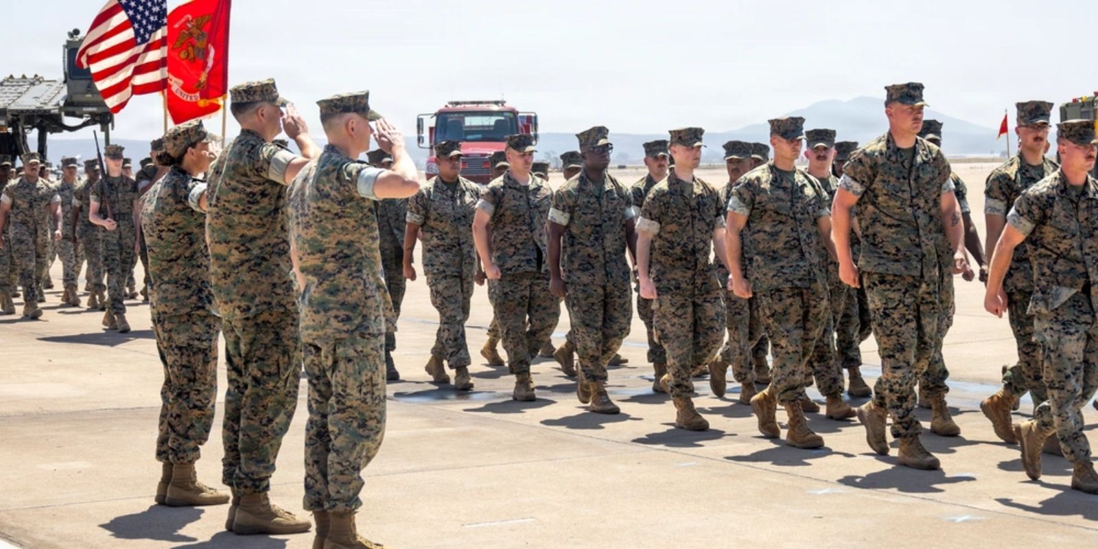 Soldiers marching.