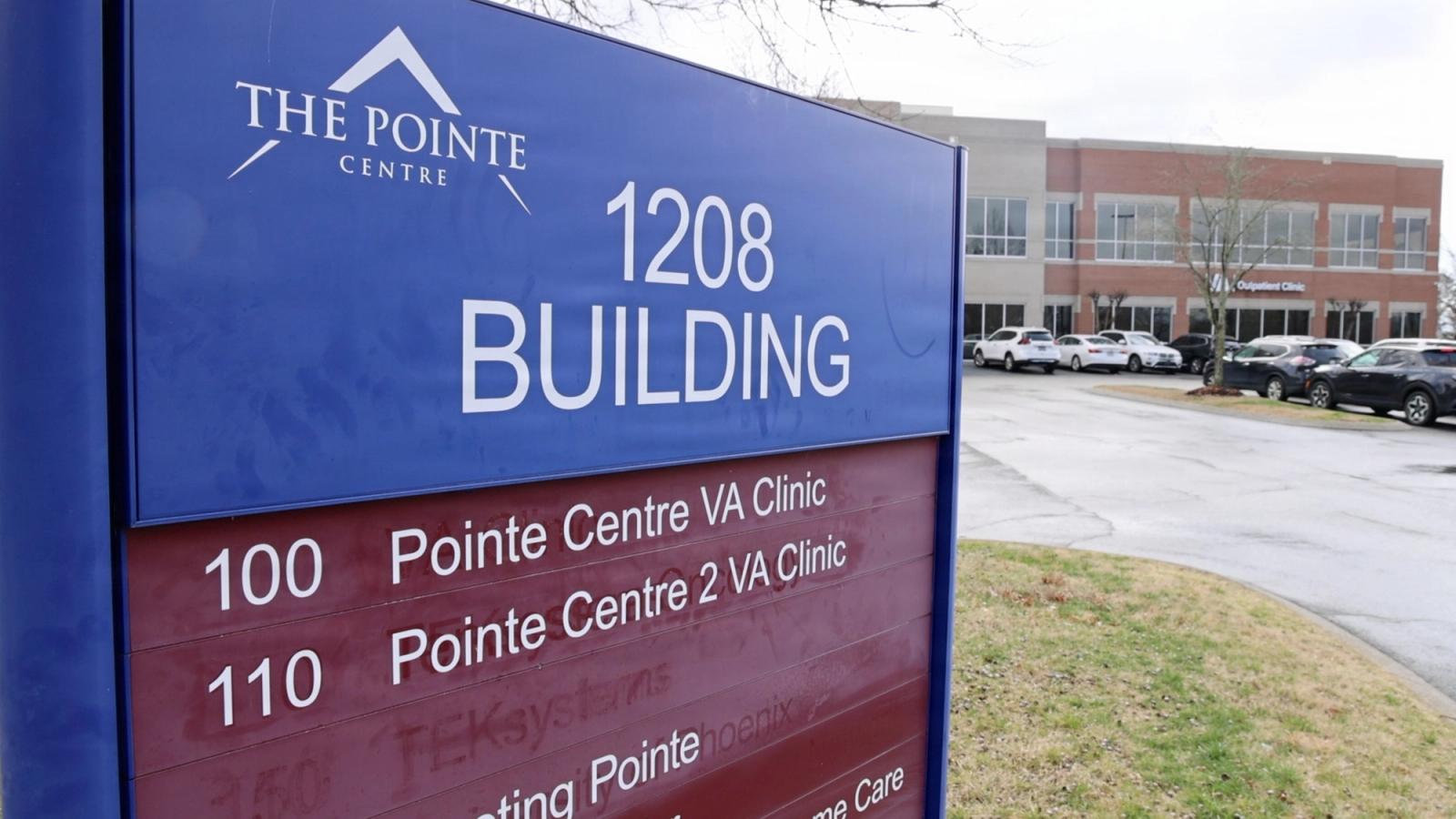 Outdoor sign for VA Clinic.