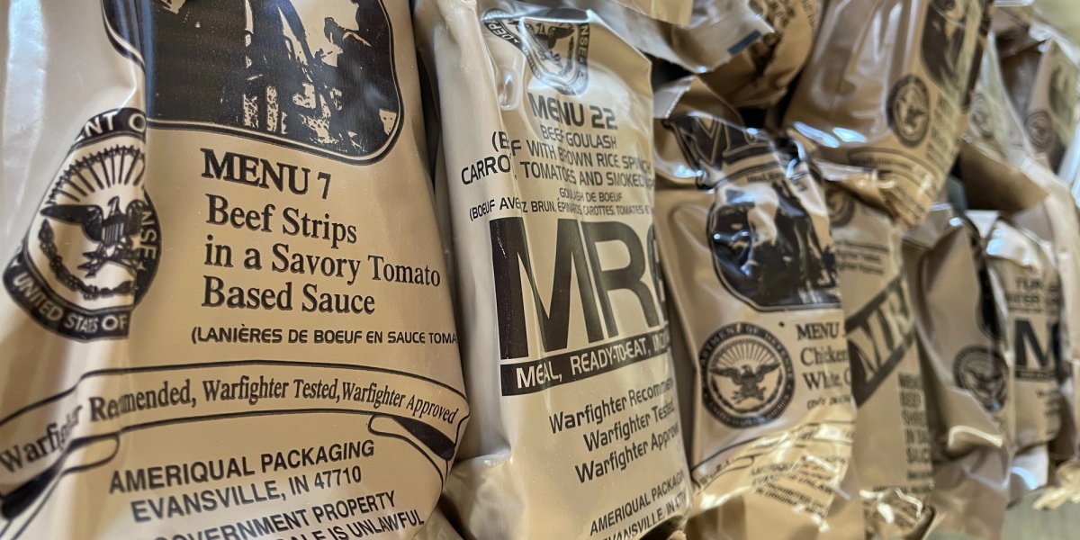 Row of bagged MREs.