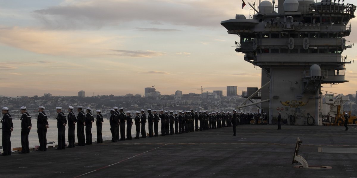Sailors on the USS Nimitz.