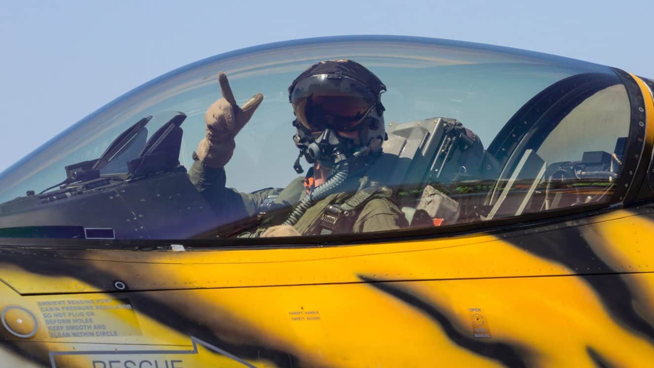 Pilot in the cockpit of a fighter jet. © VanderWolfImages | Dreamstime.com