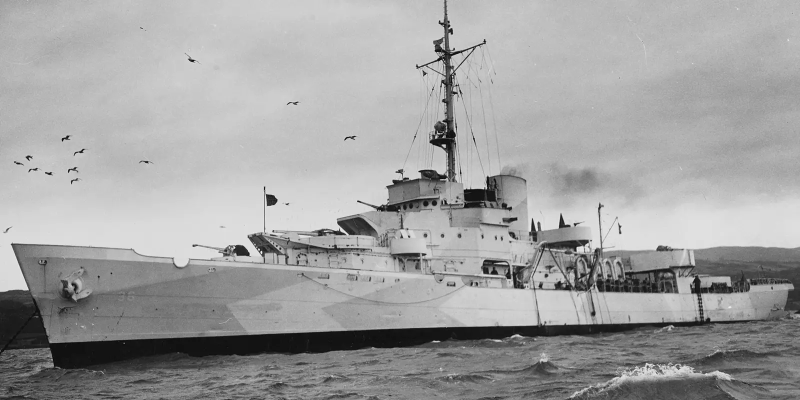 Battleship at sea.