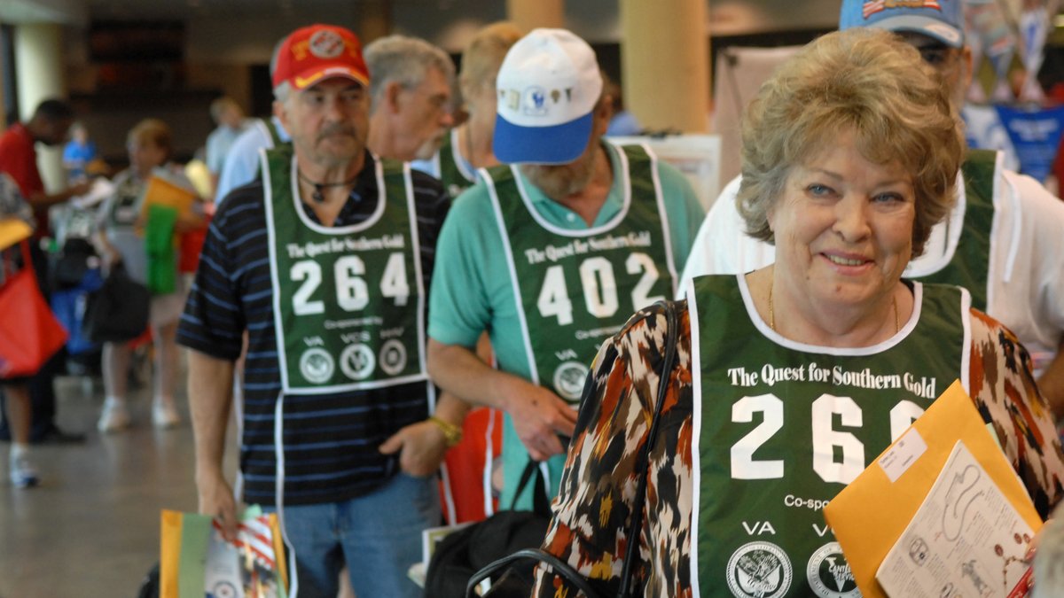 Veterans register for the Golden Age Games.