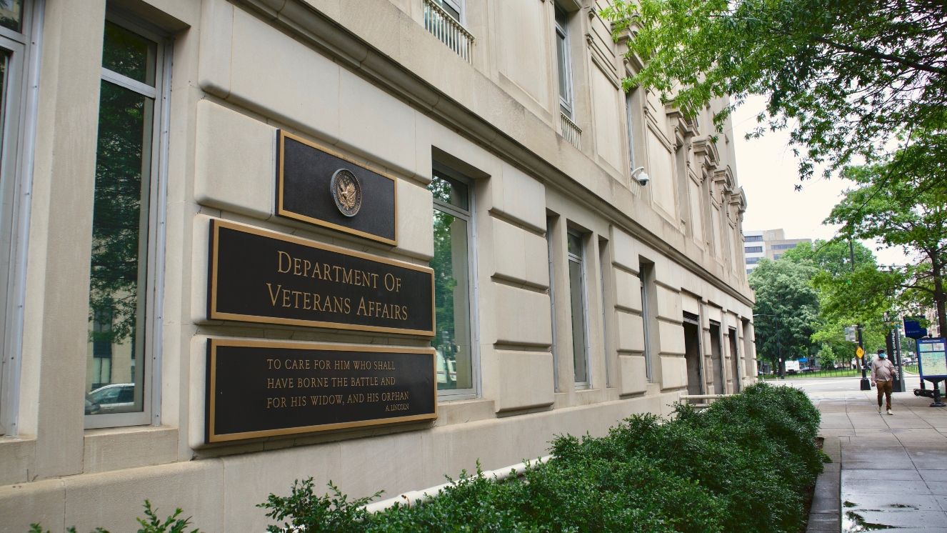 Sign on the outside of the VA in Washington, DC.